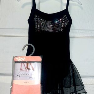 Small Black leotard with tights like new